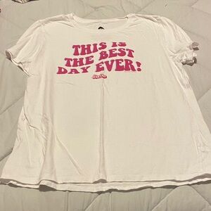 Barbie White Tee with Bold Pink Slogan